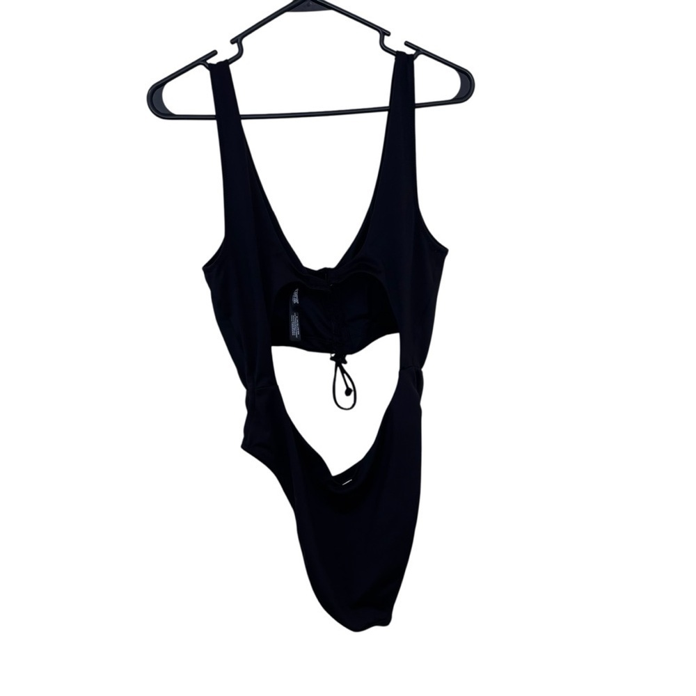 Pink Victoria’s Secret black Cutout One-Piece Swimsuit with Drawstring size XL - Picture 2 of 9